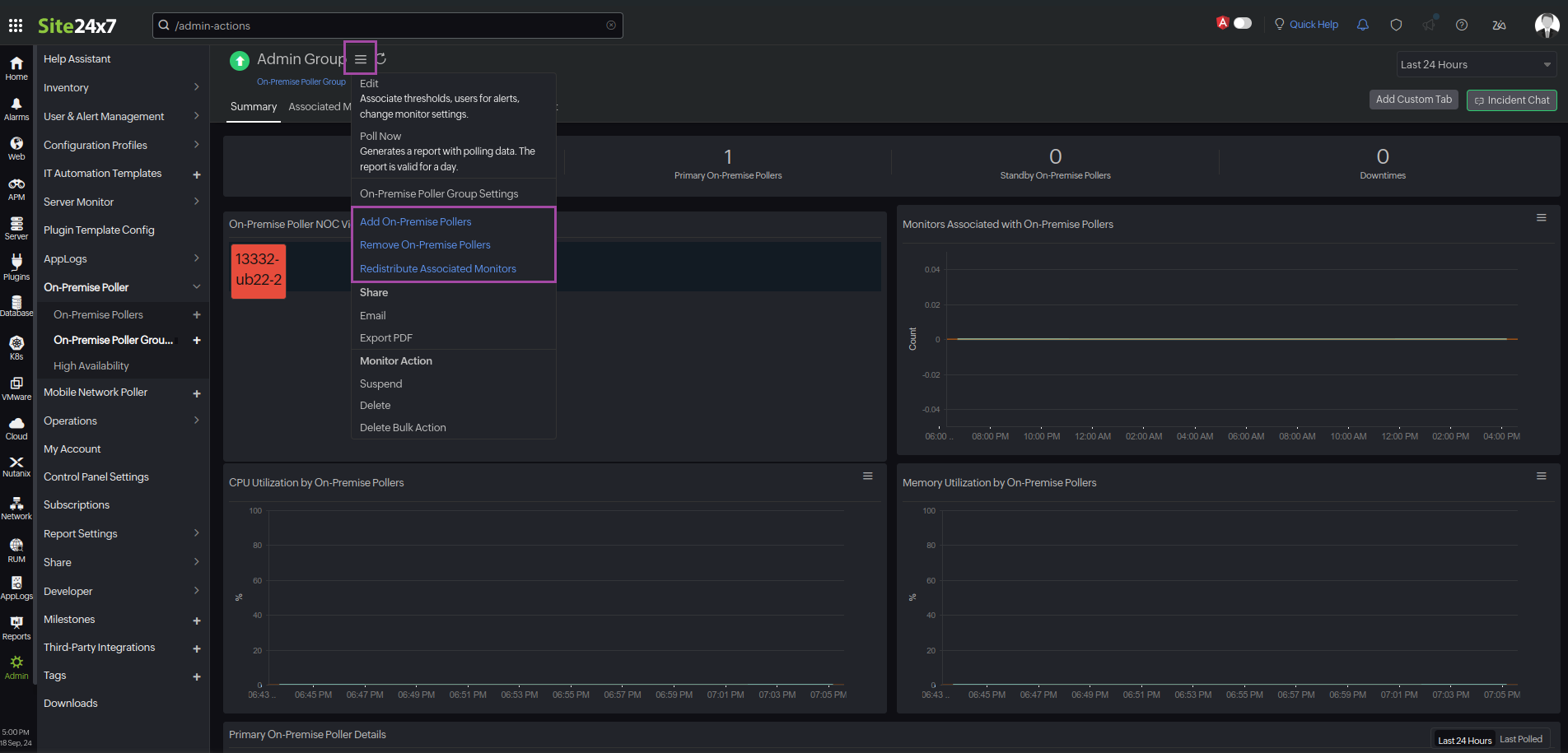 add-remove-redistribute-poller-group On-Premise Poller Group settings