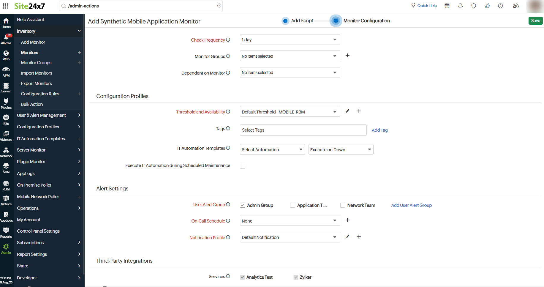Add Synthetic Mobile Application Add Synthetic Mobile Application - monitor configuration
