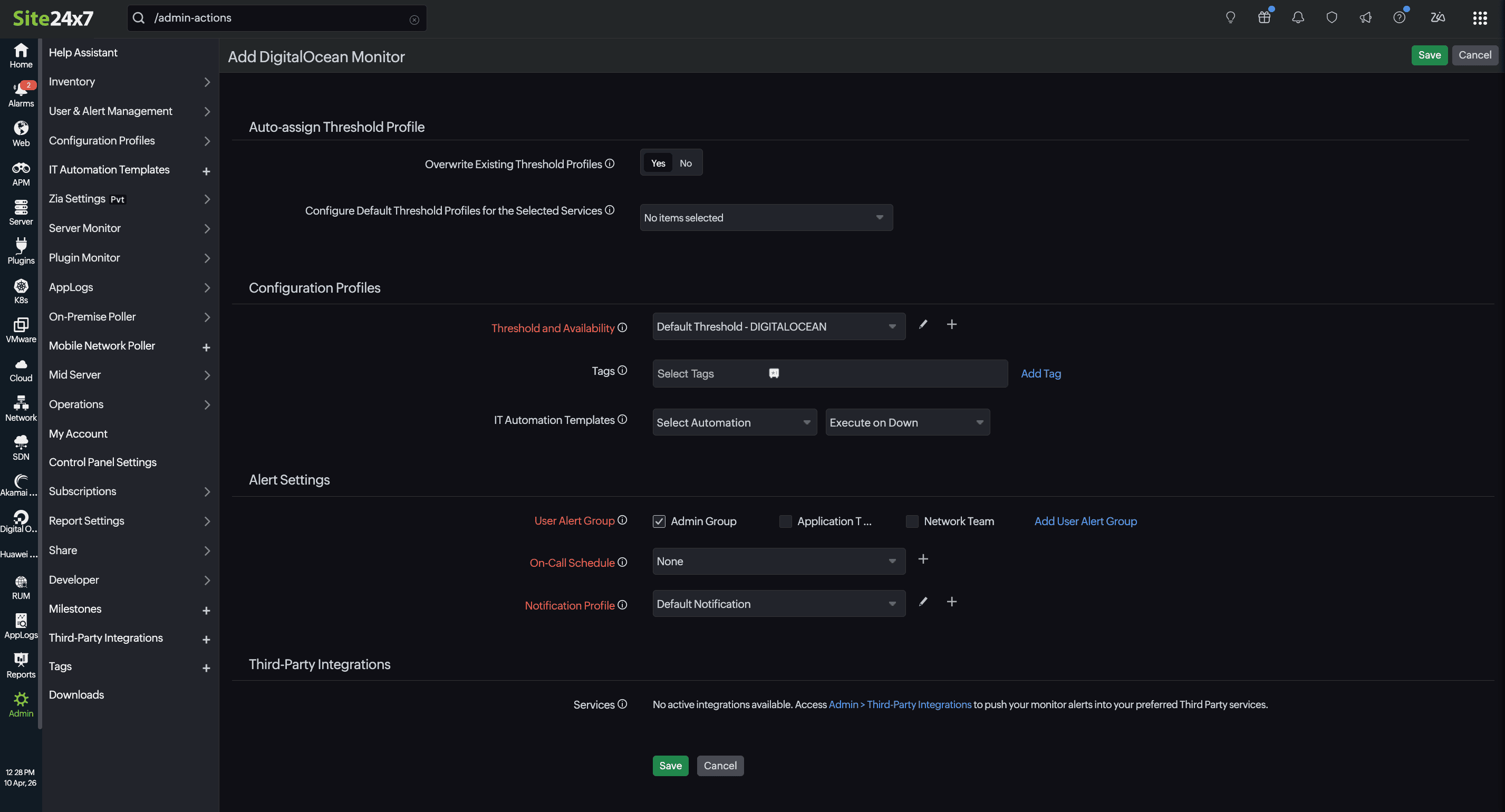 Configuration page Configuration page