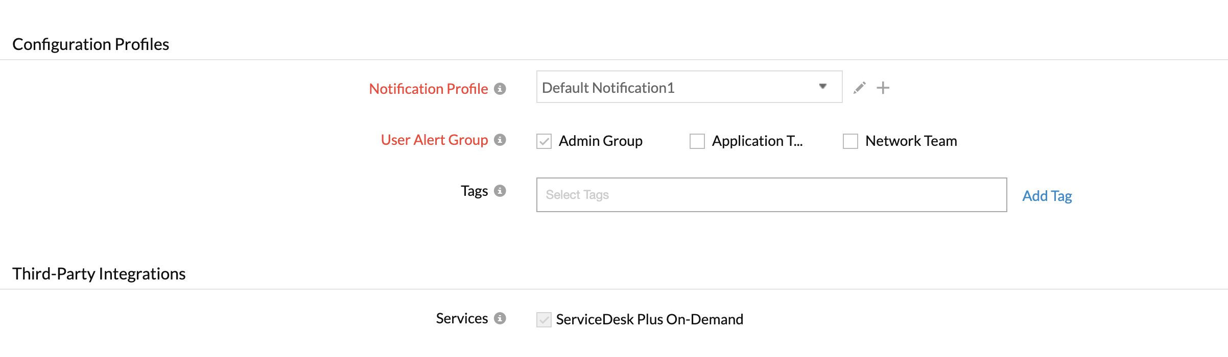 Setup Configuration Profile AWS resource monitoring configuration Profile