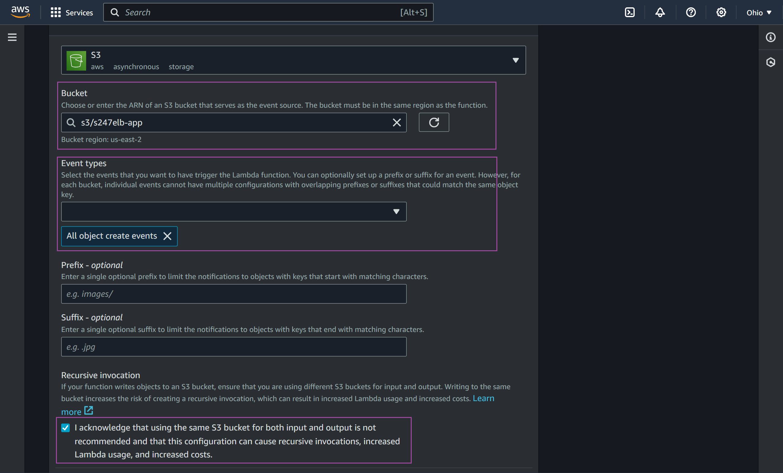 aws-configure-trigger AWS configure trigger