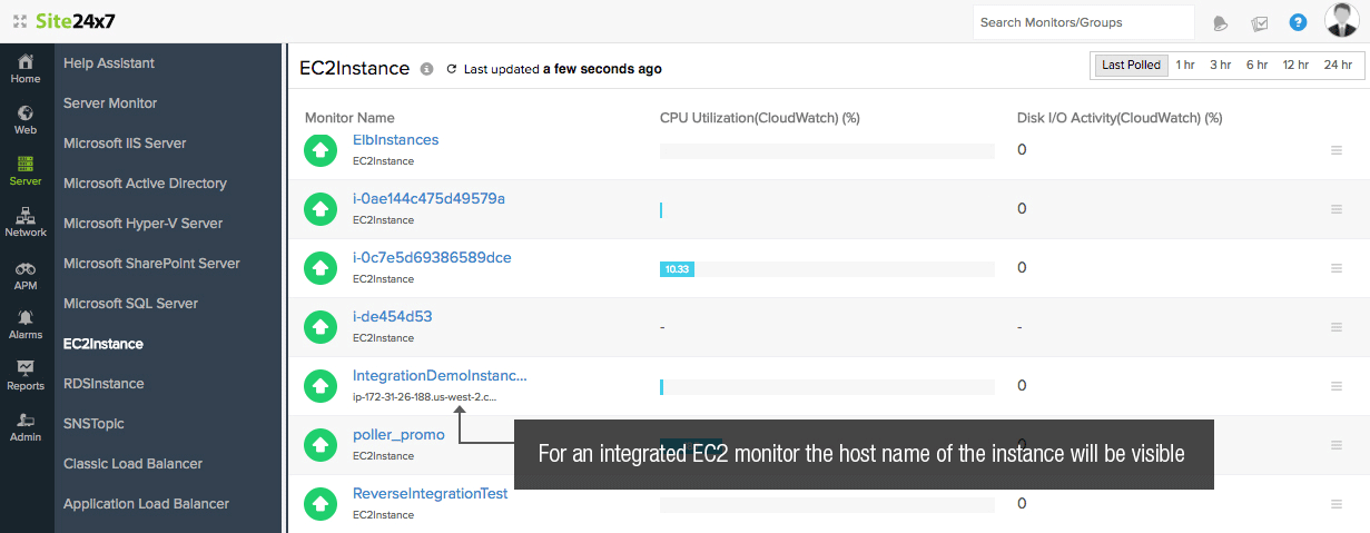 EC2 instance list page EC2 instance list page