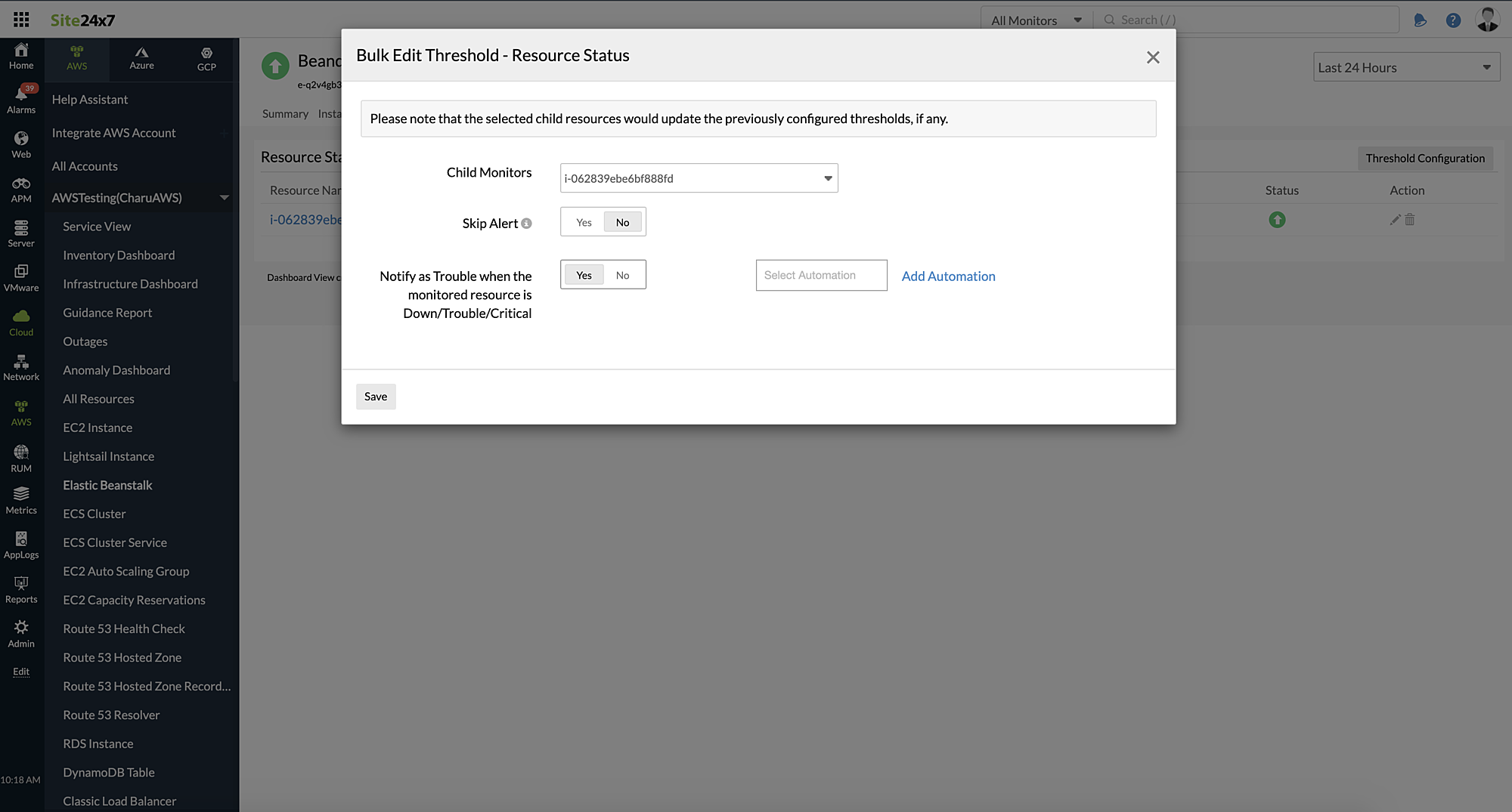 aws-monitored-resources-threshold Threshold configuration for AWS monitored resources