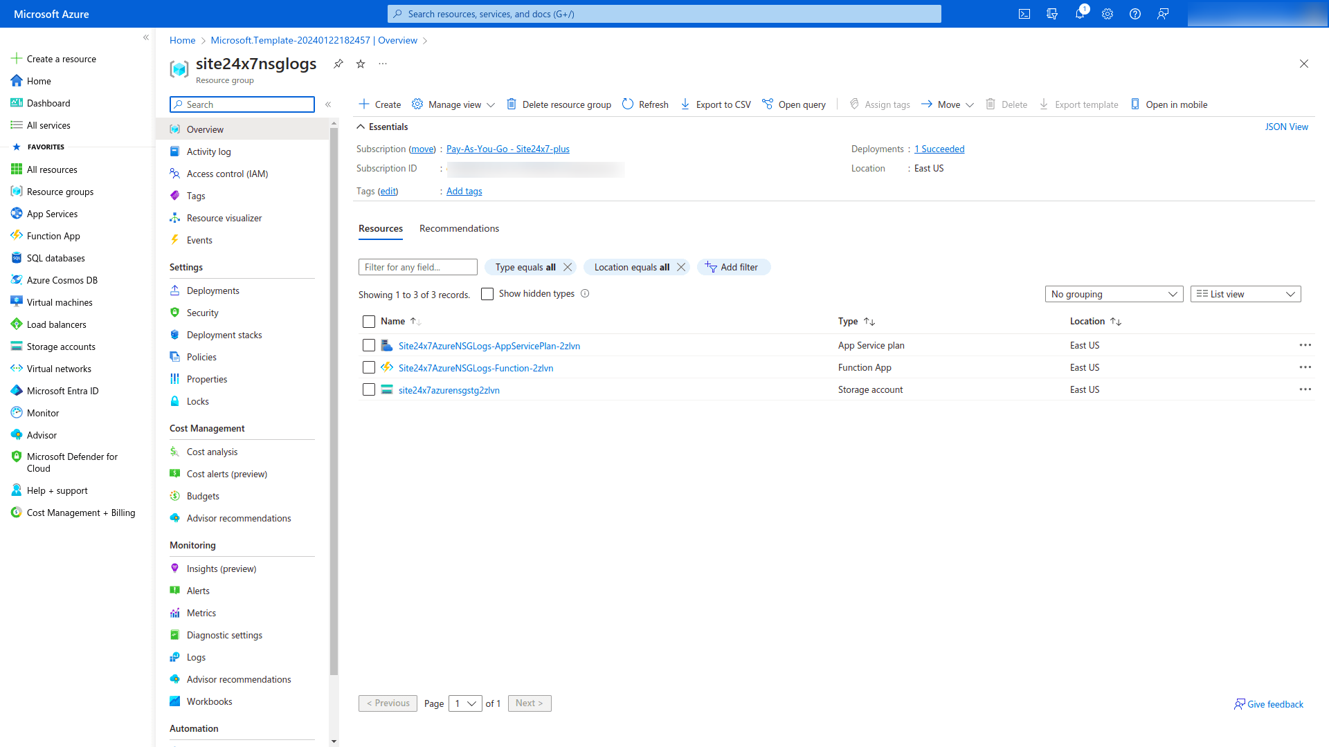 NSG flow logs template NSG flow logs template