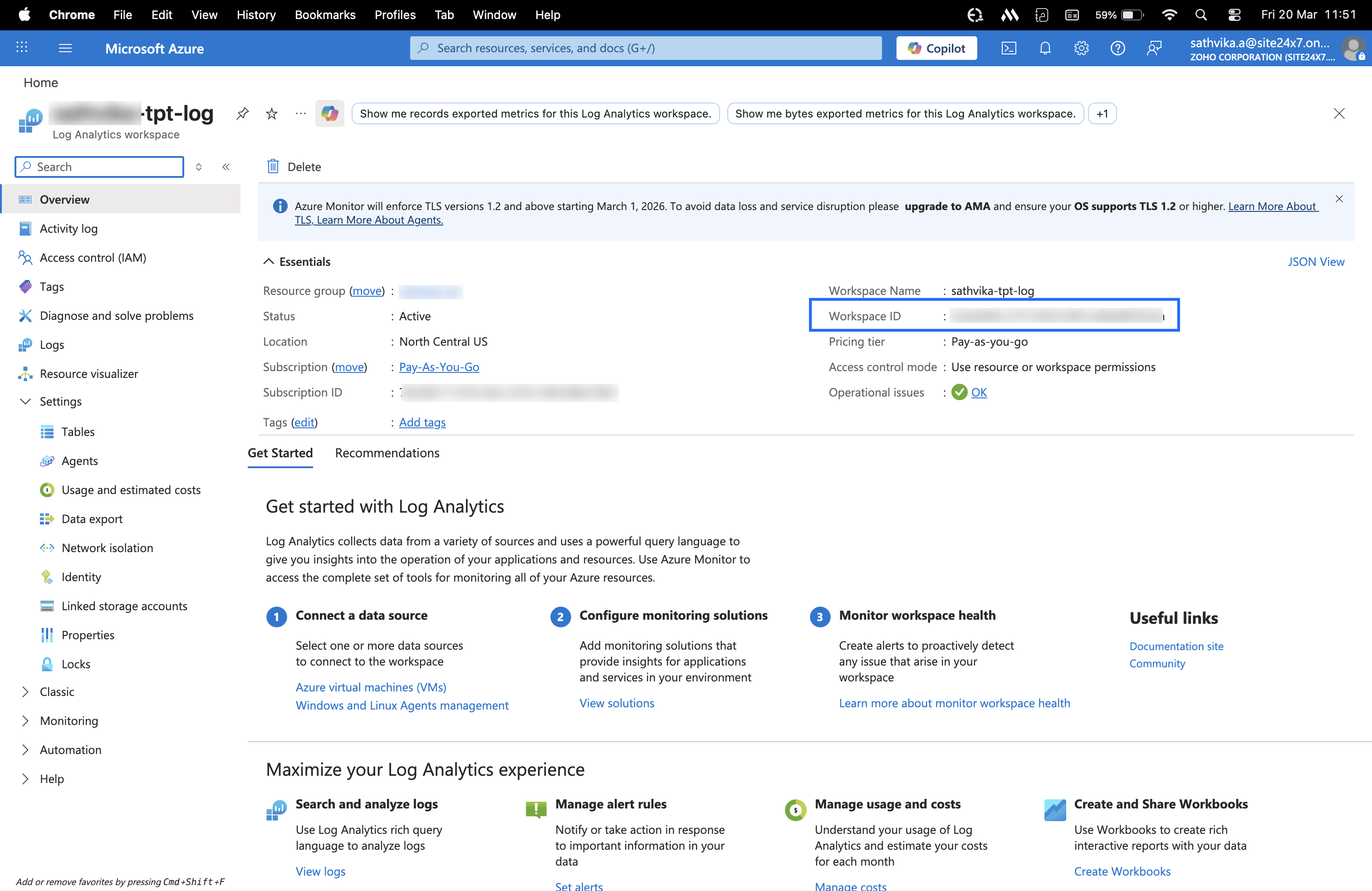 Azure workspace ID Azure workspace ID