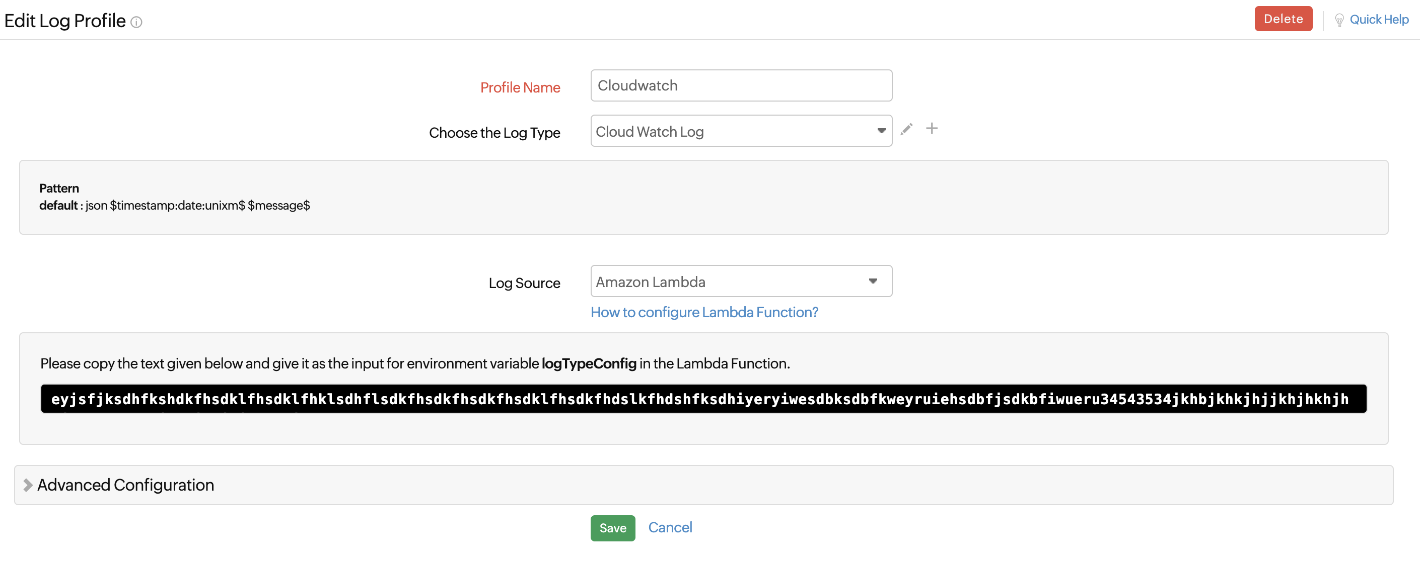 cloudwatch-logs-variable logTypeConfig
