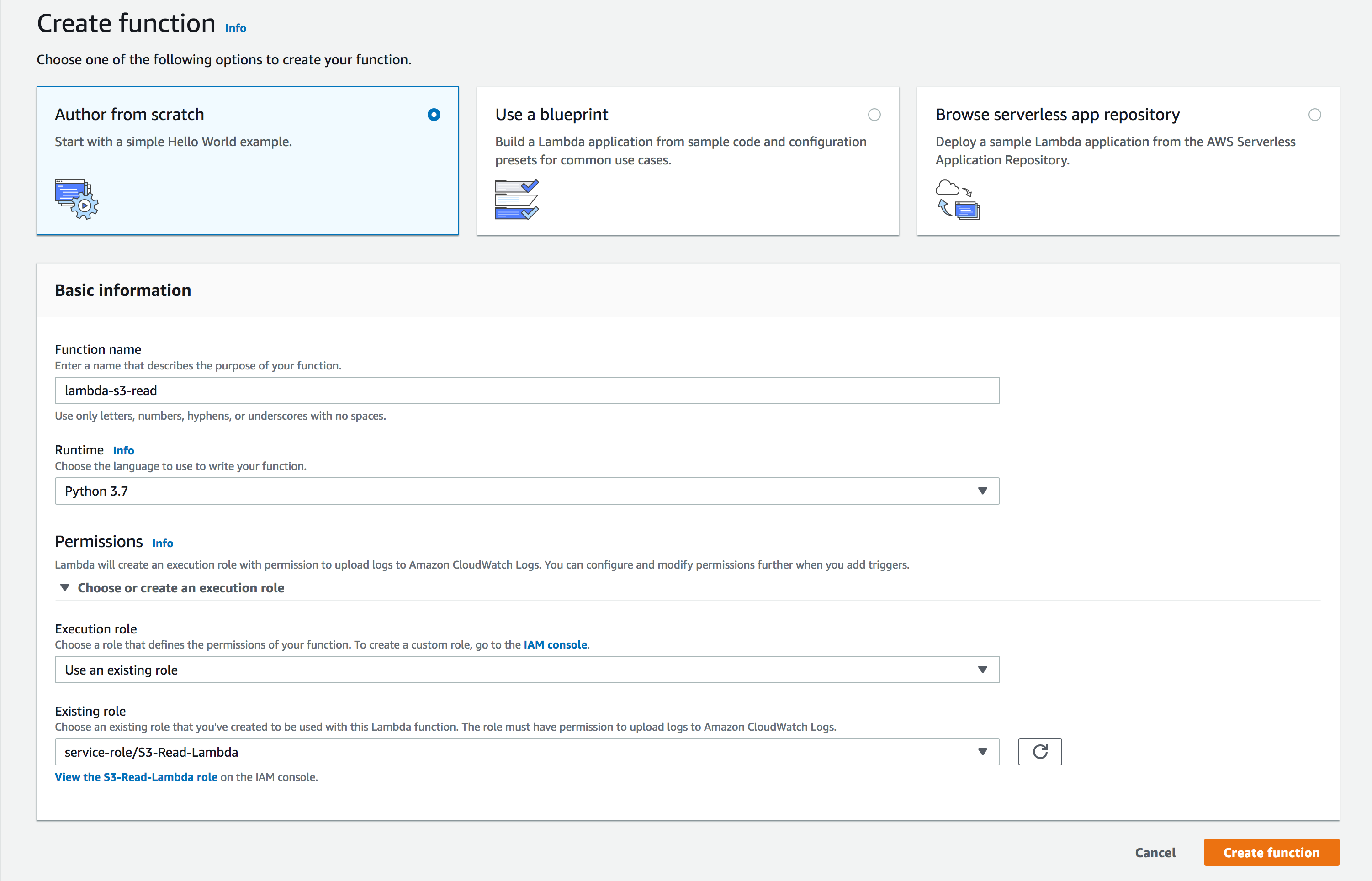 create-lambda Create function