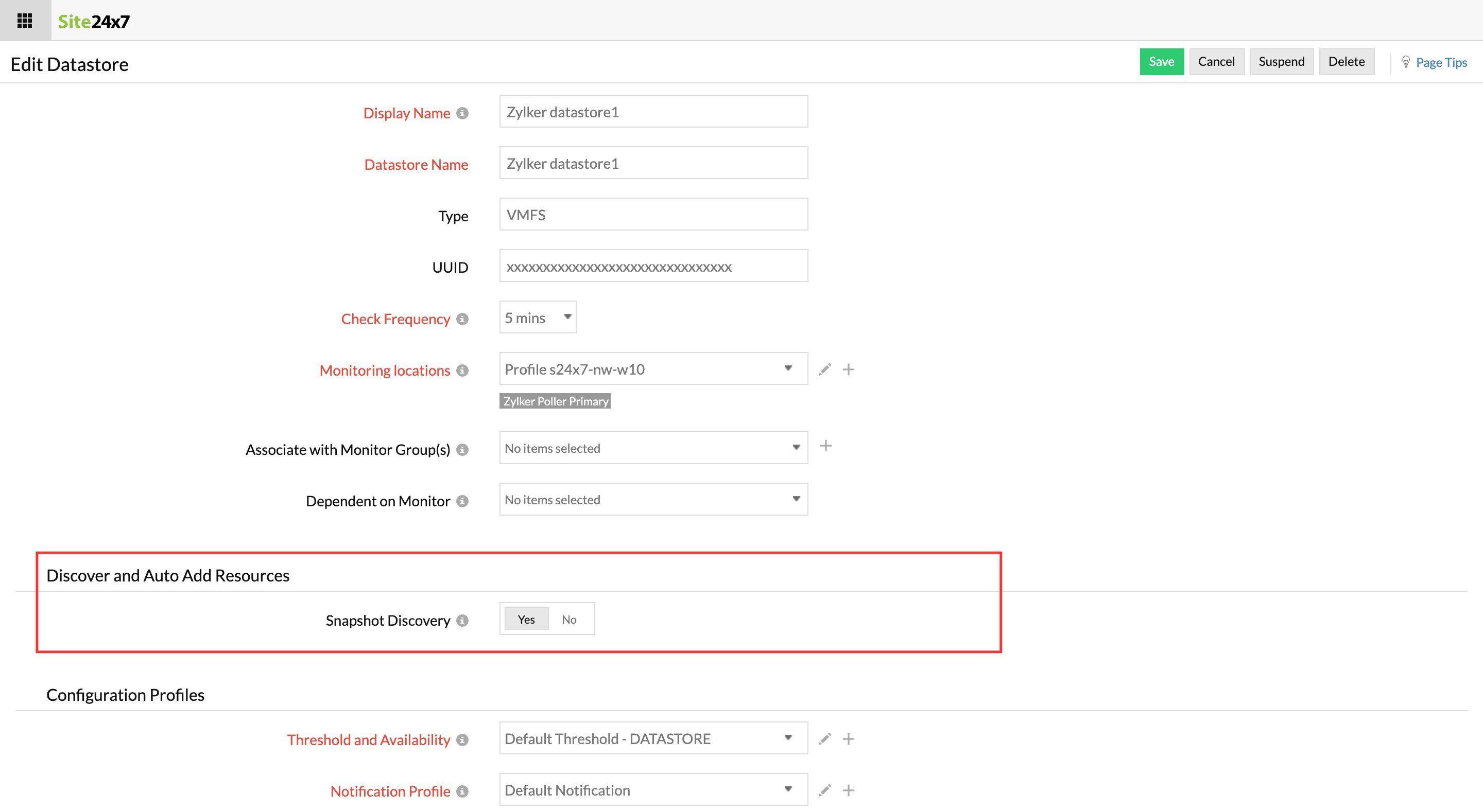 datastore-add-snapshot Automatically discover and add snapshots for monitoring