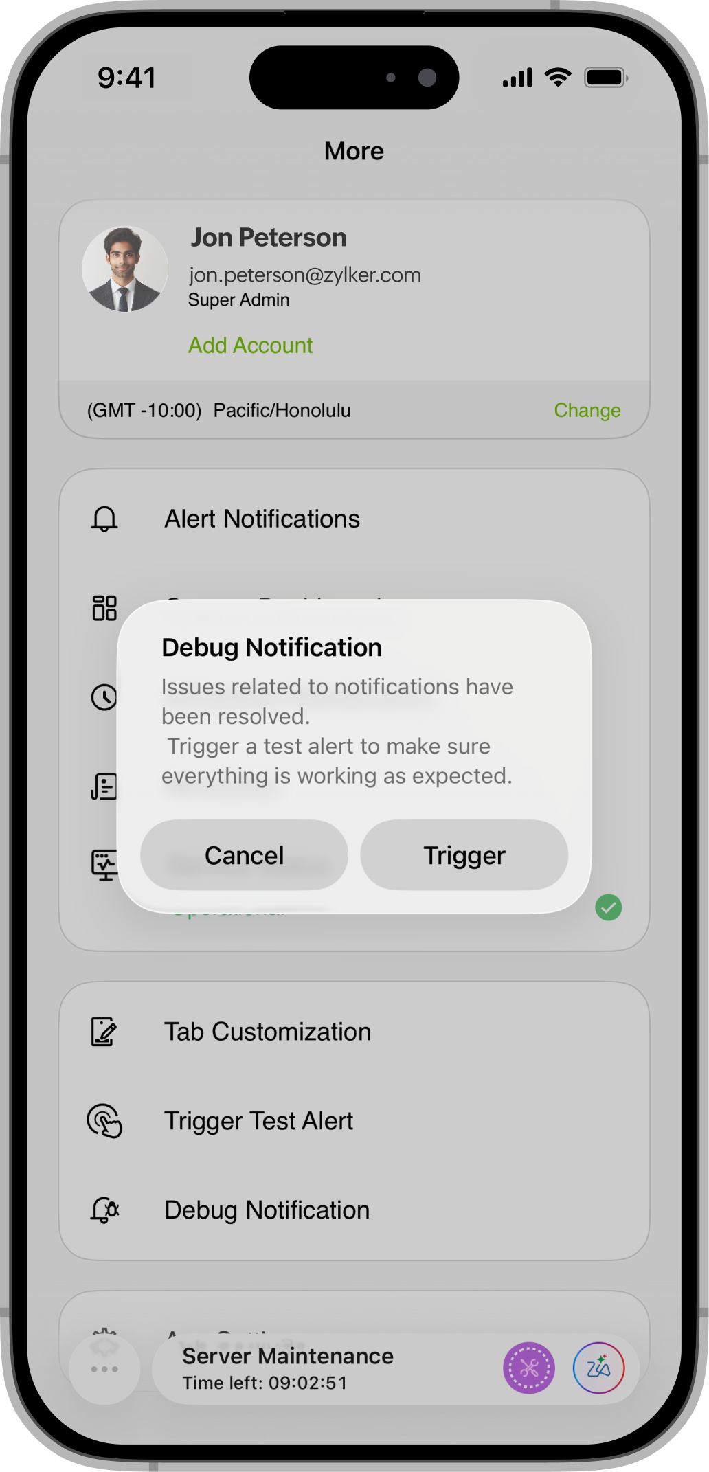 Debug Notification iOS Debug Notification iOS