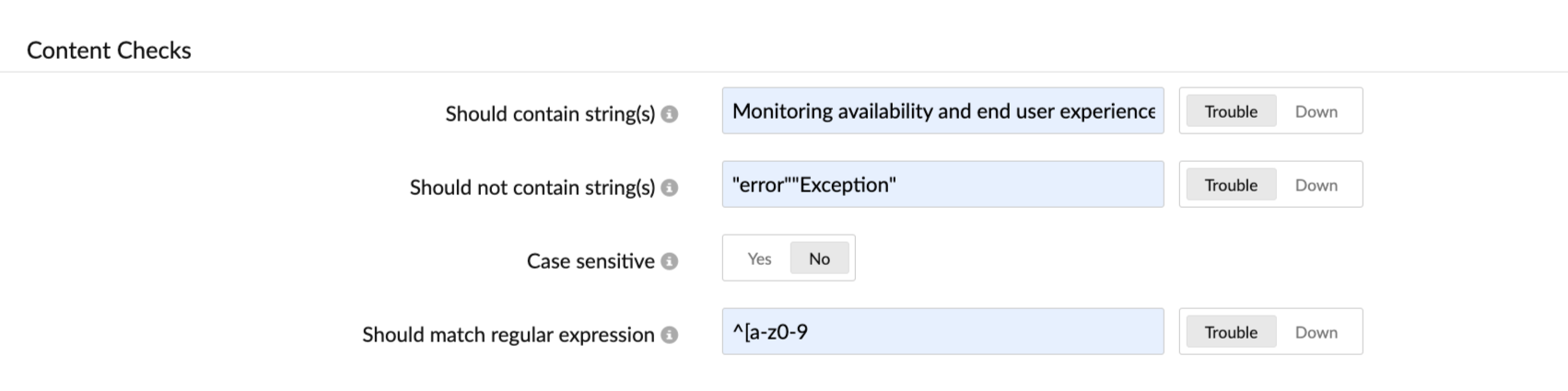 domain-expiry-content-checks Configure content checks for domain expiry monitors
