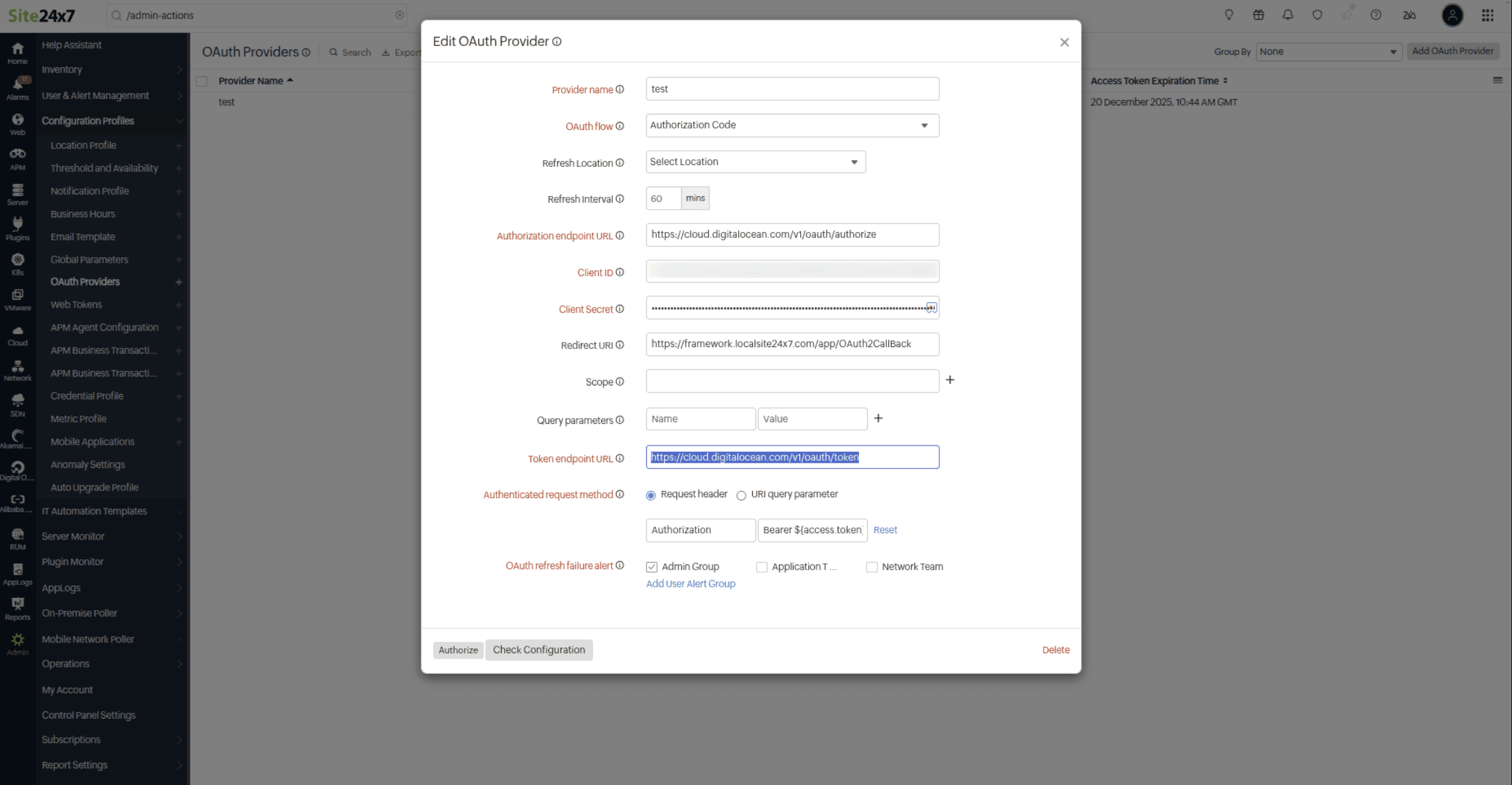 Validate token Validate token