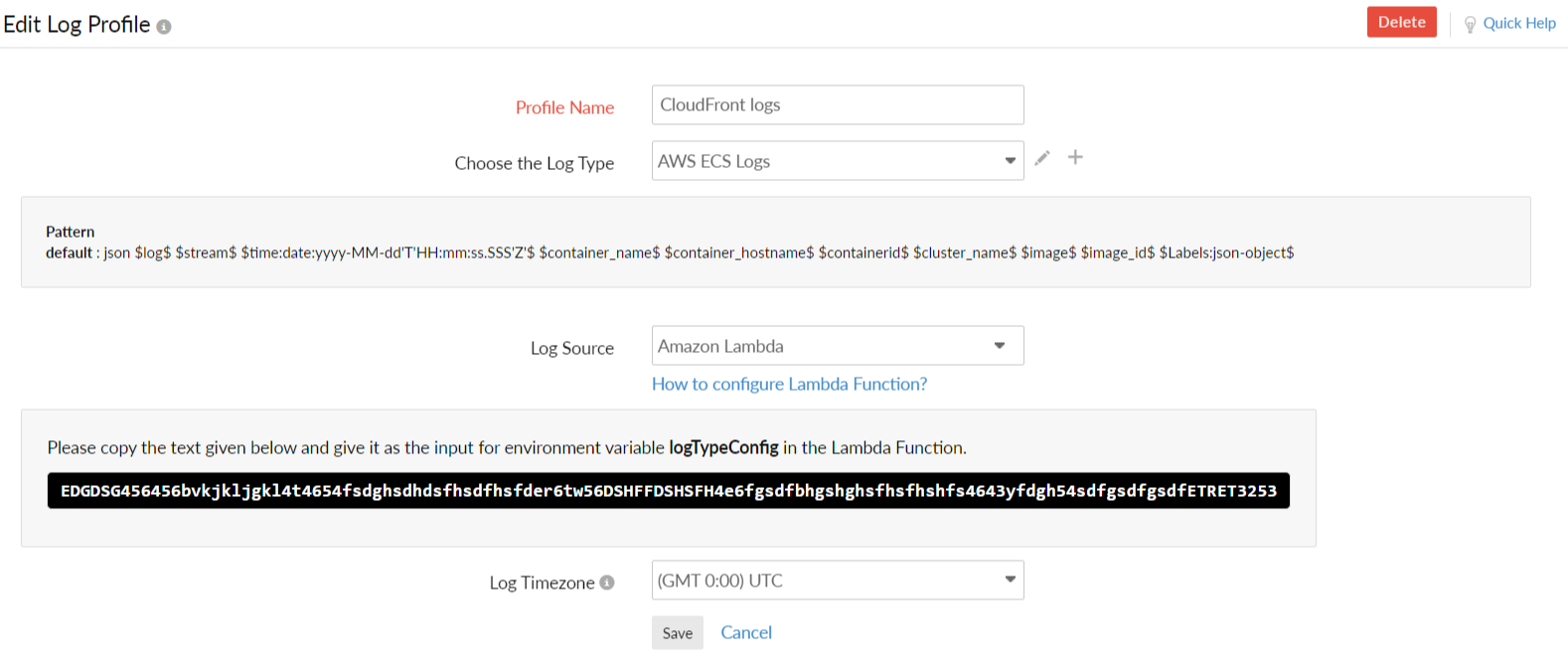 environment-variable logTypeConfig