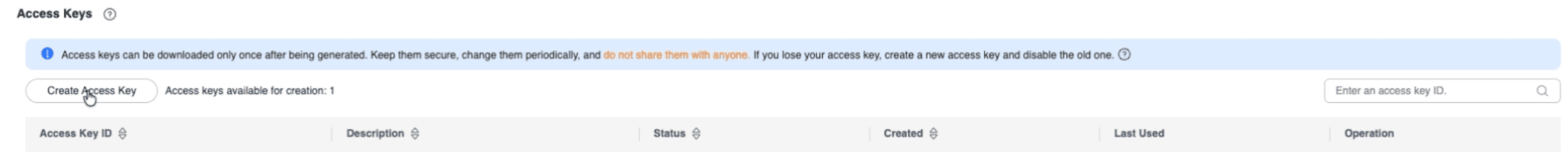 access key access key