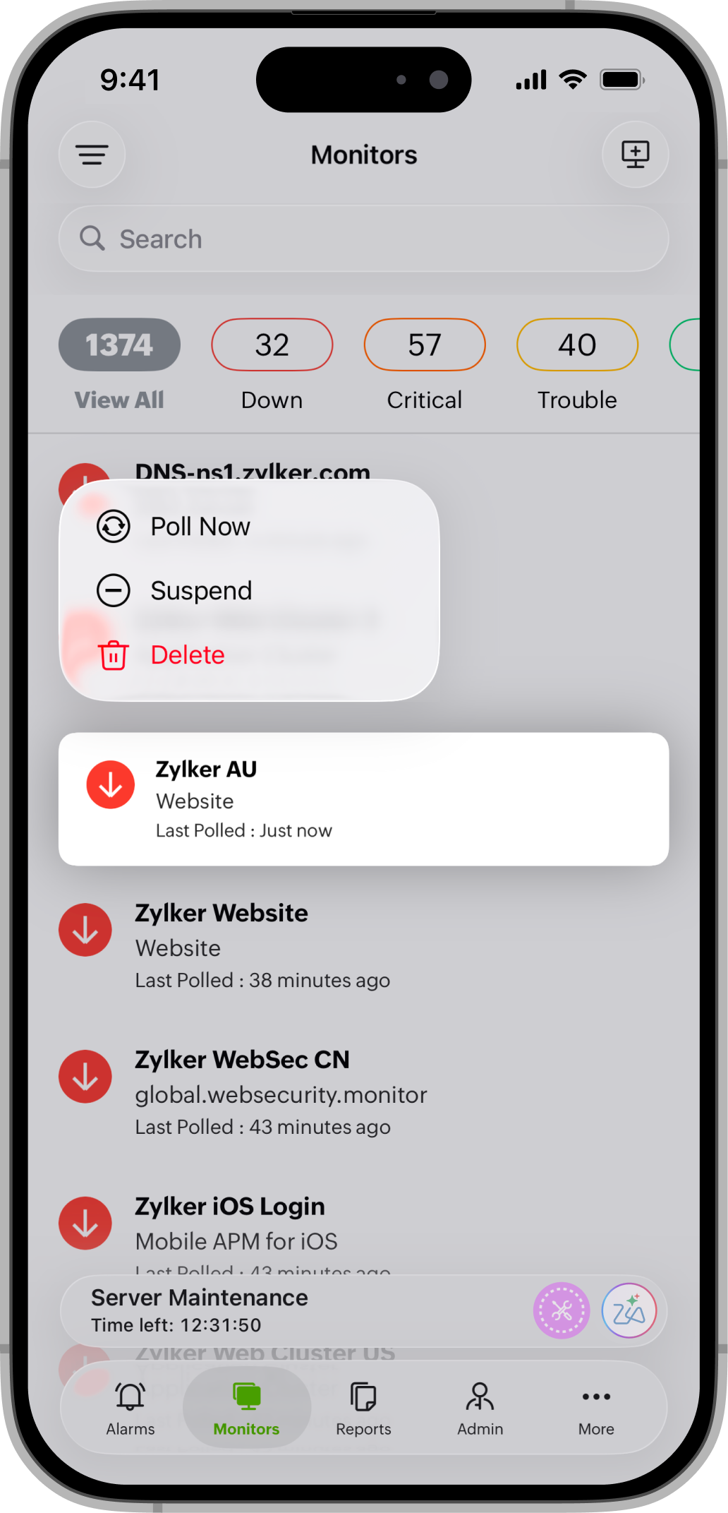 Monitor Options iOS Monitor Options iOS