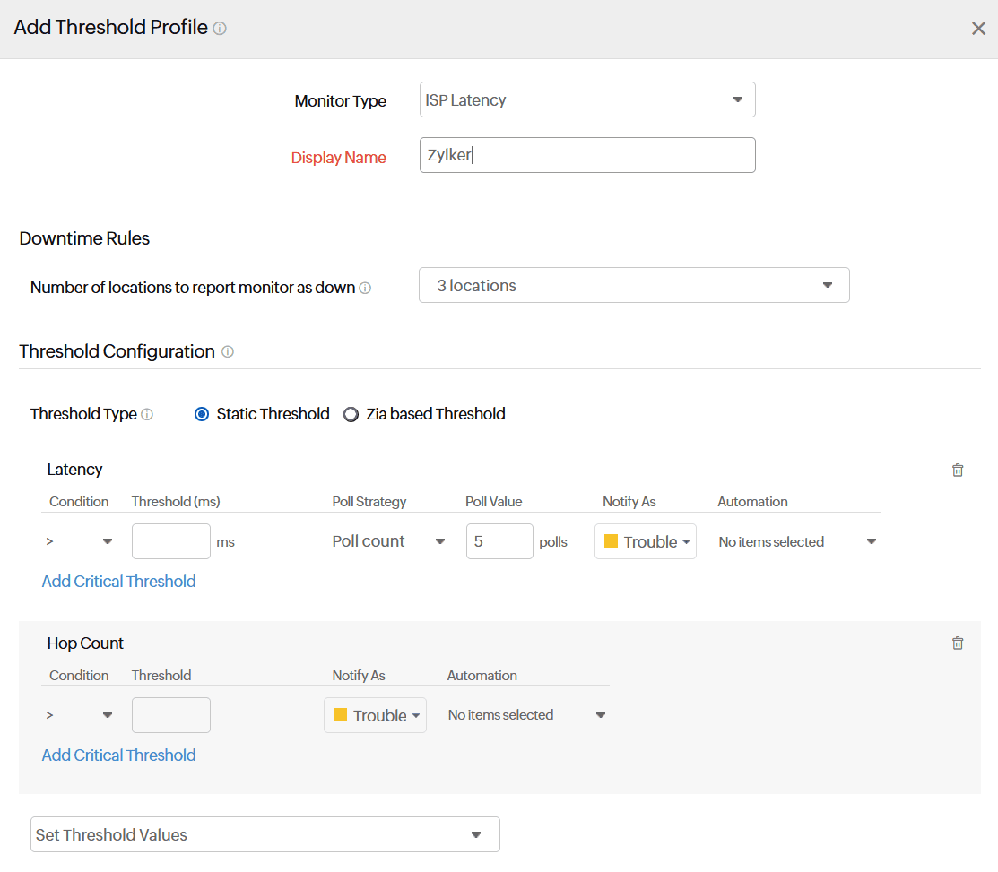 ISP Latency - Static Threshold ISP Latency - Static Threshold