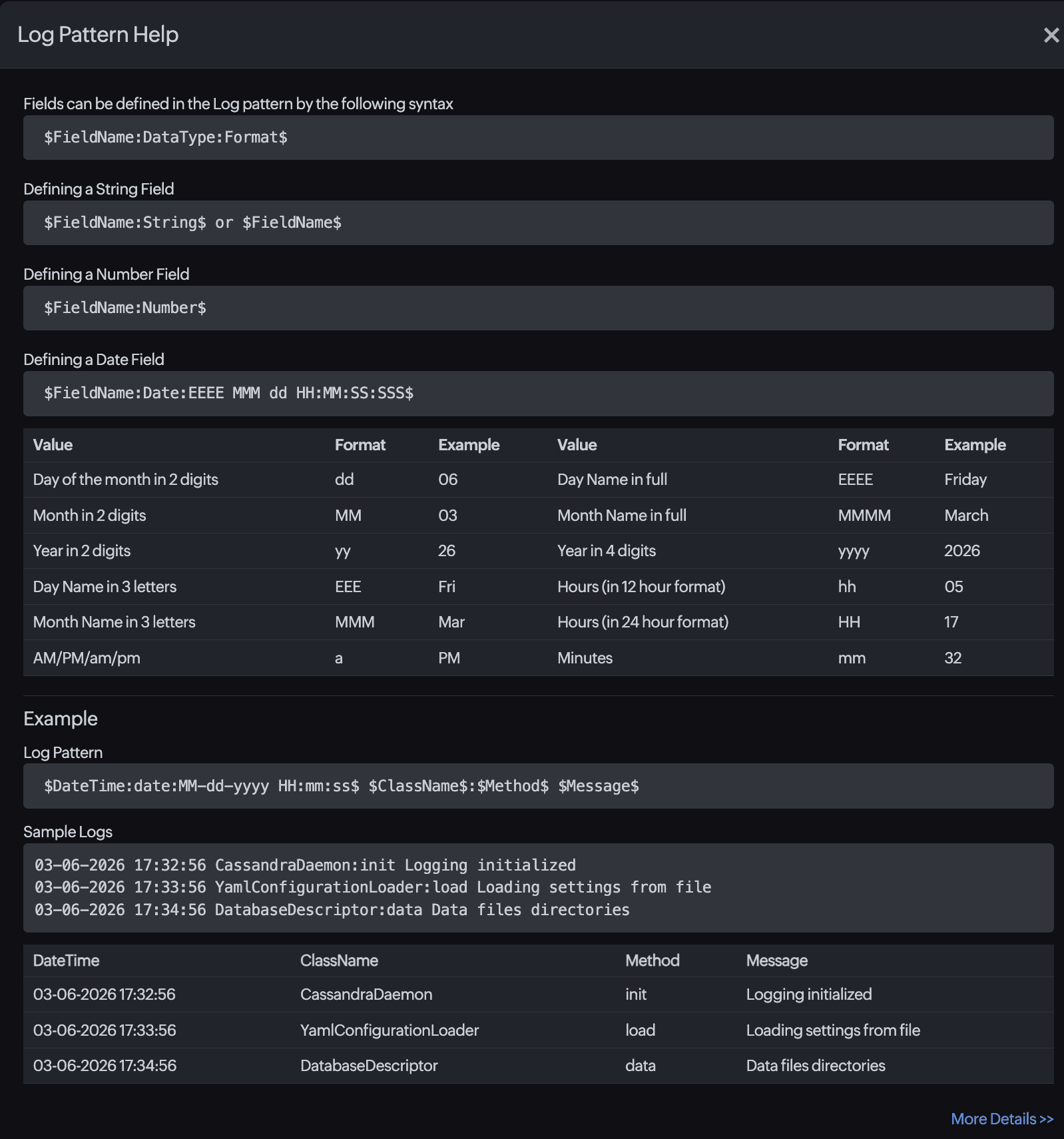 log-pattern-help Log patten help
