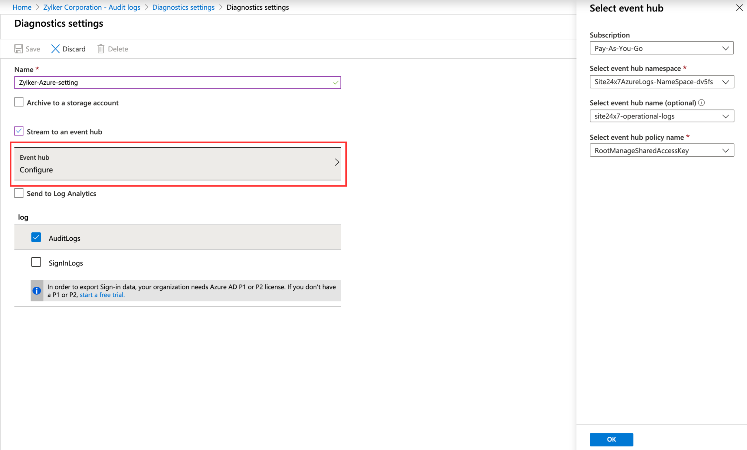 logs-azure-diag-config diagnostic settings