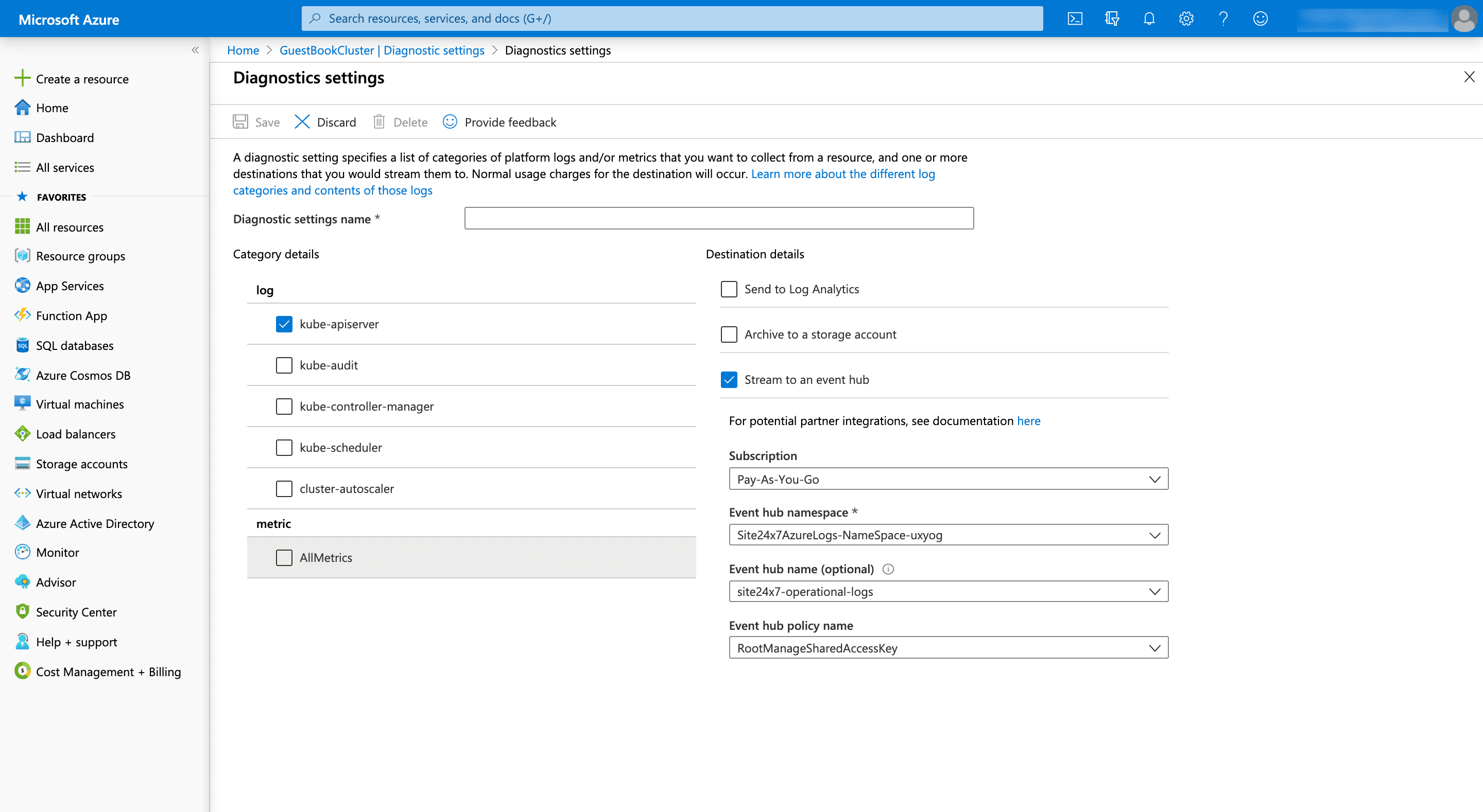 logs-azure-service-diagnostic-setting Multiple Log Types for the same Azure service