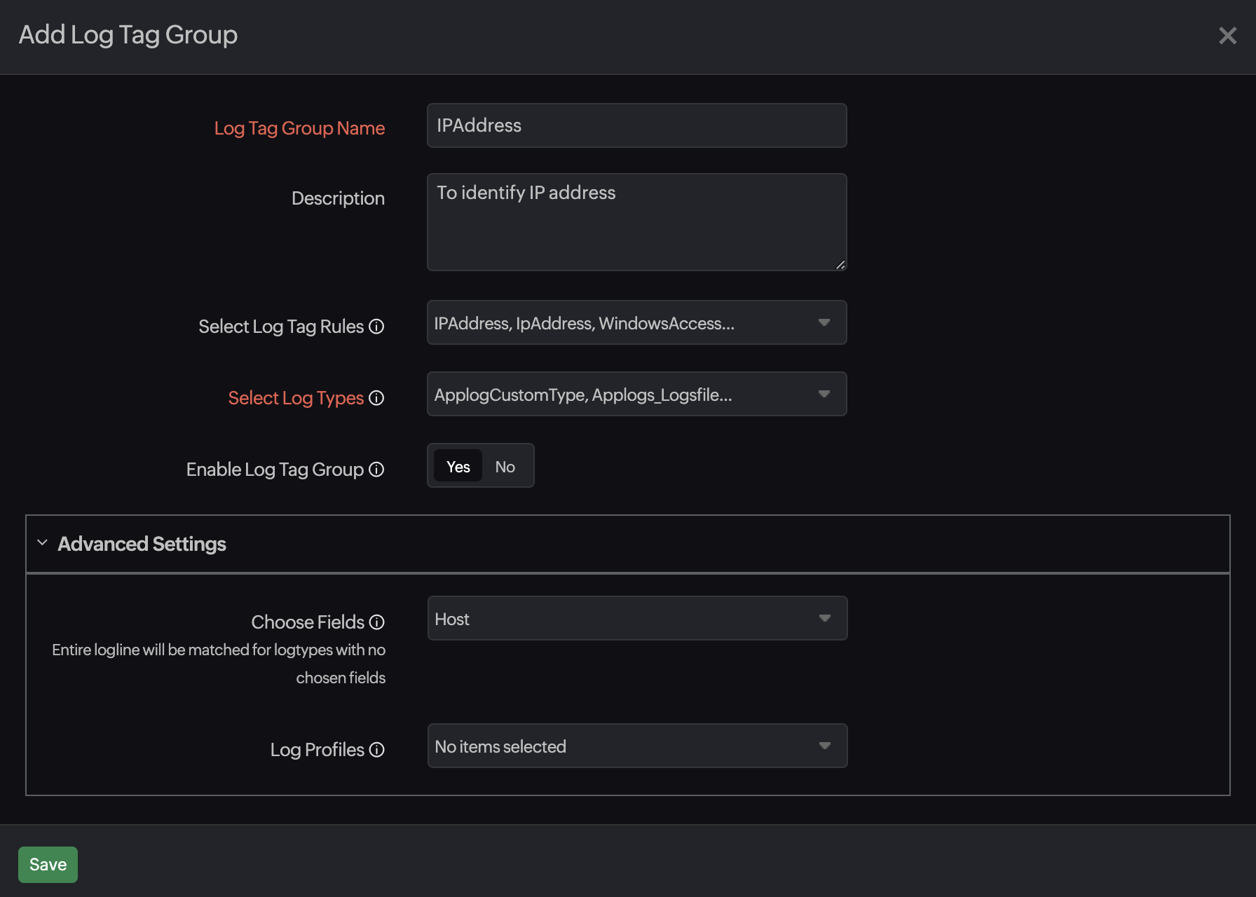 log tag group