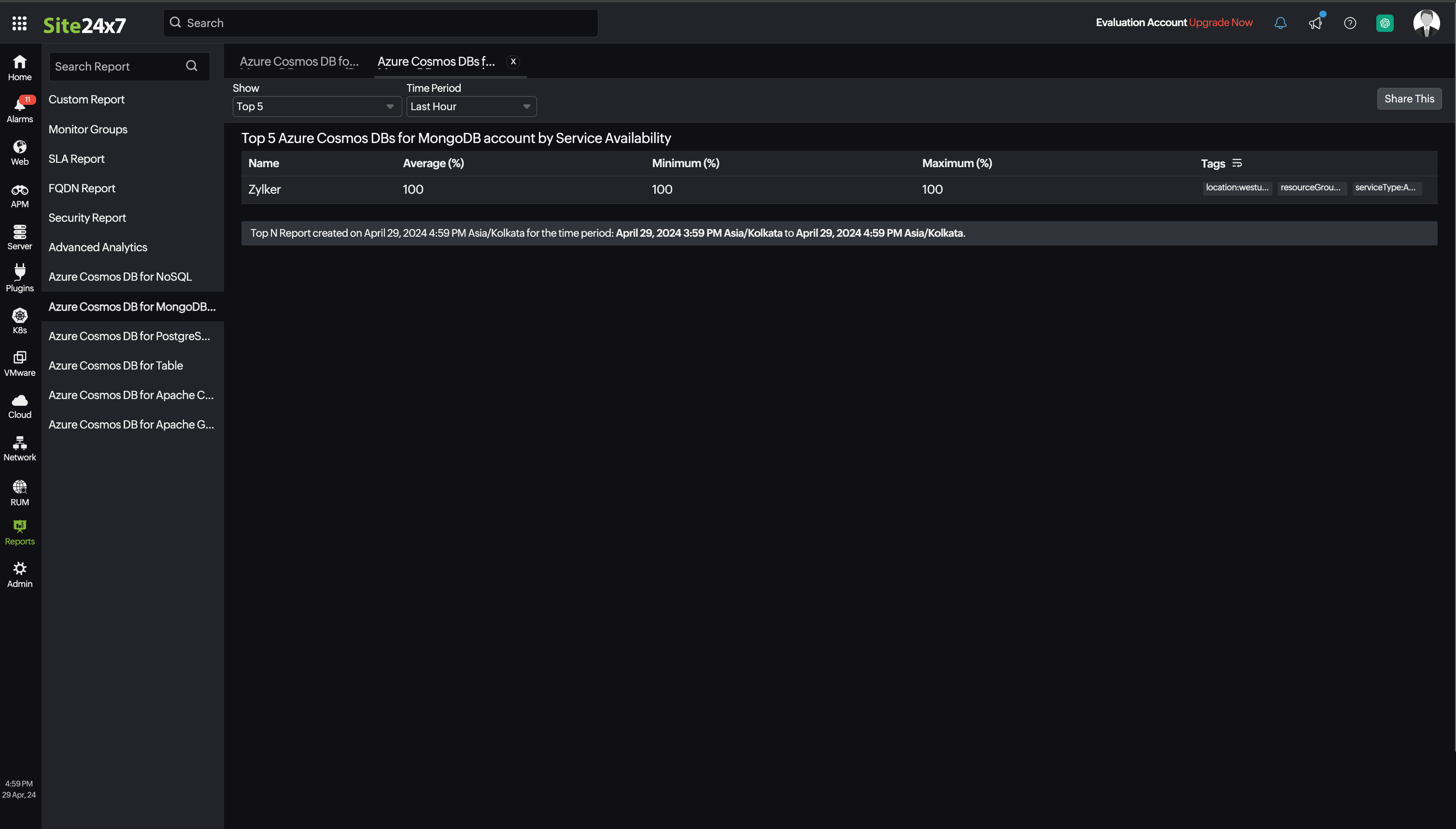 CosmosDB for MongoDB Top N Bottom N Report CosmosDB for MongoDB Top N Bottom N Report