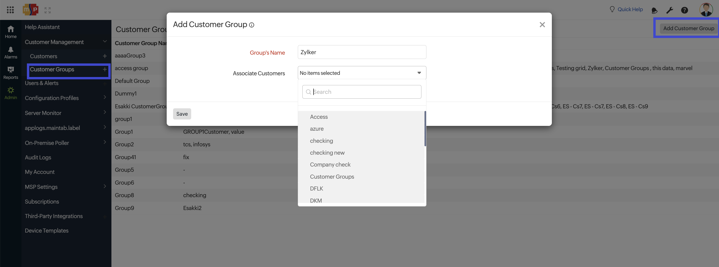 Add Customer Group Add Customer Group