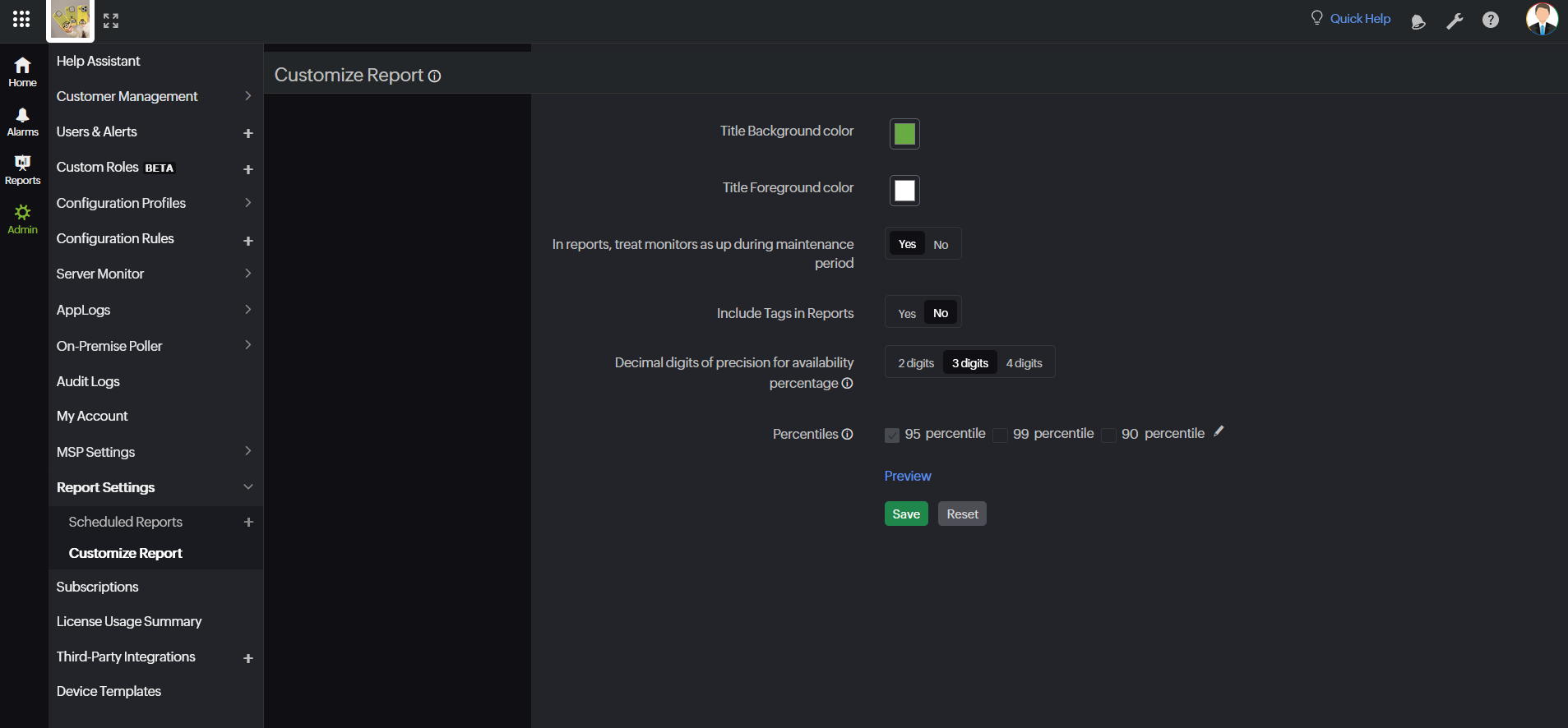 MSP Customize Report MSP Customize Report
