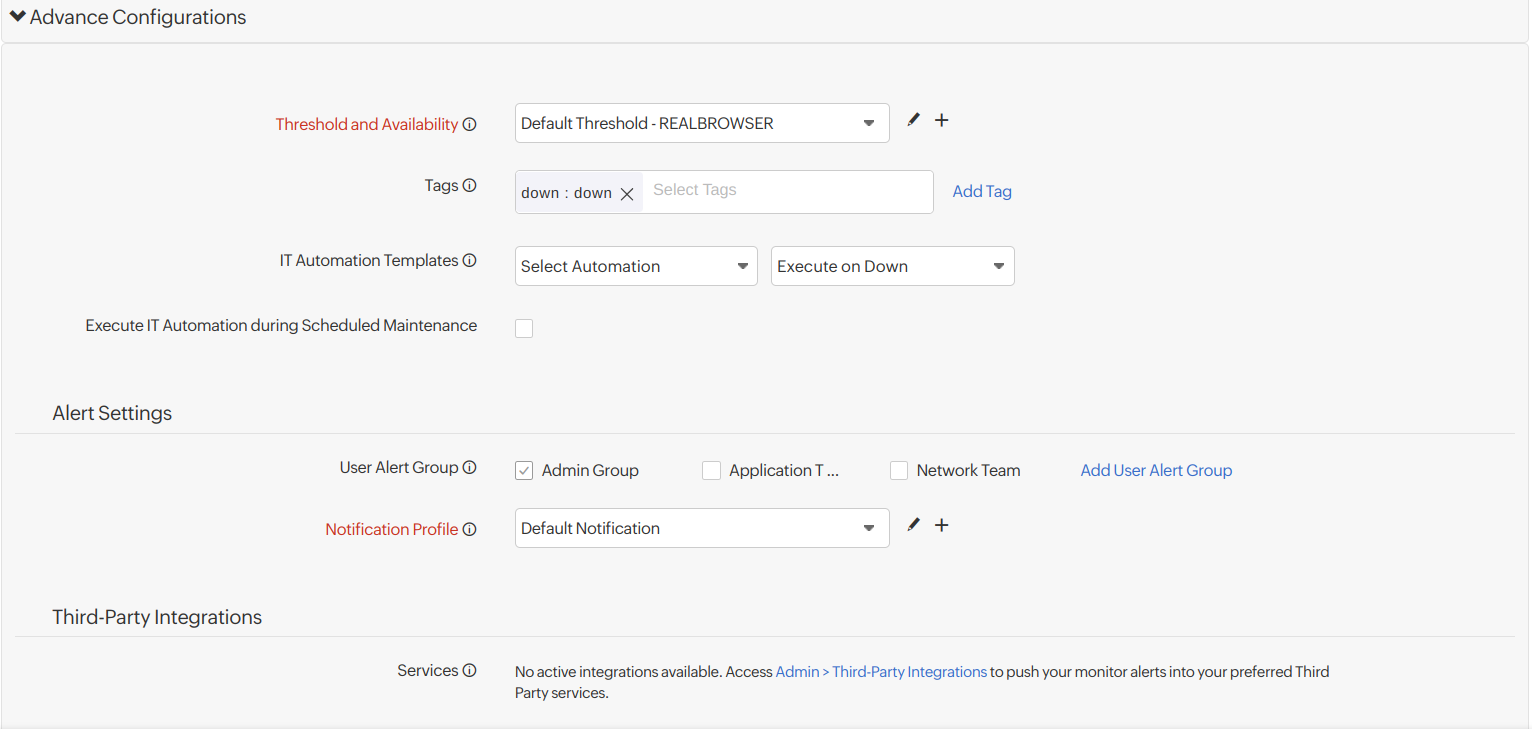 Advance Configuration Advance Configuration
