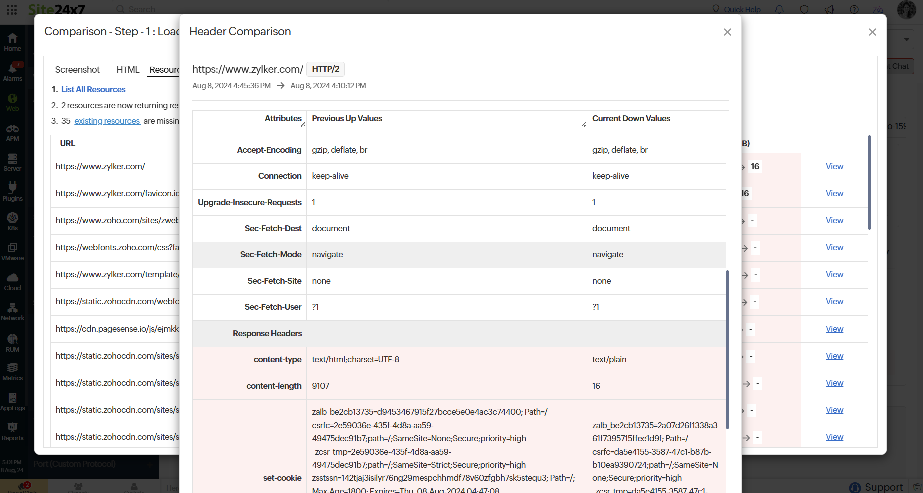 Header Comparison Header Comparison