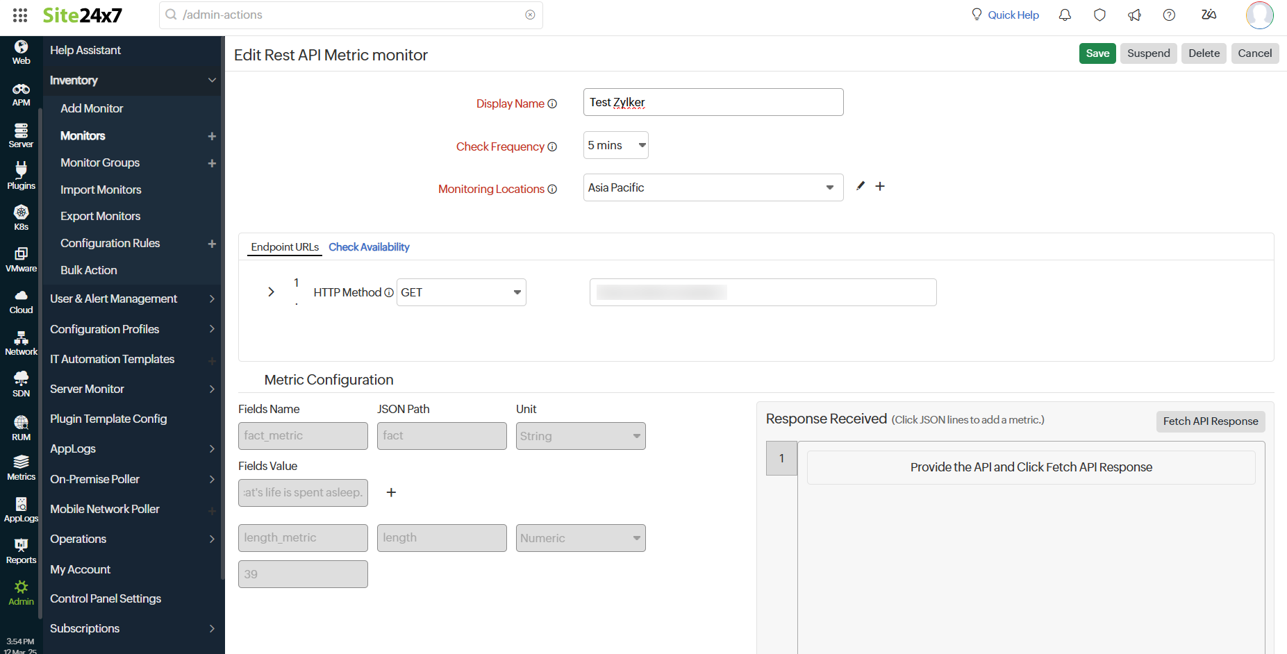 Edit REST API Metric Monitor Edit REST API Metric Monitor