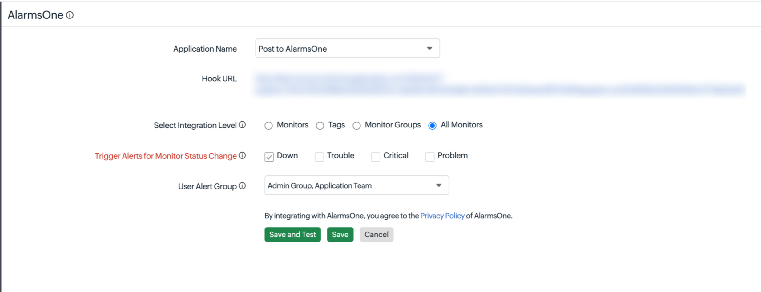 site24x7-alarmsone Site24x7-Alarmsone integration