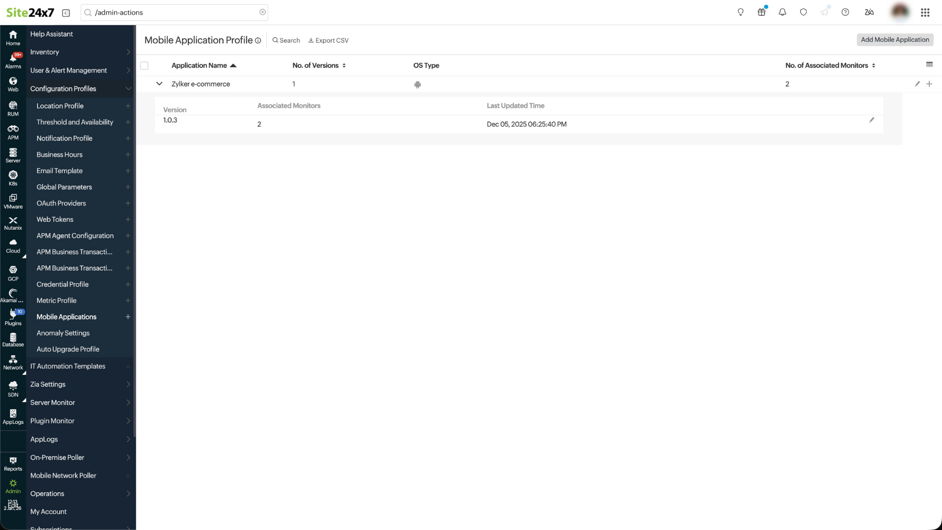 Add Mobile Application Profile Add Mobile Application Profile - Edit