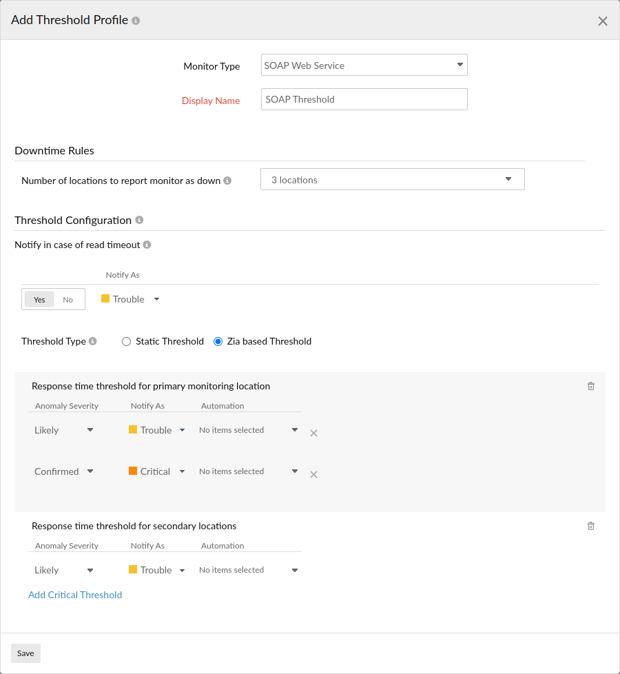 soap-threshold-zia Configure threshold related settings for a soap monitor