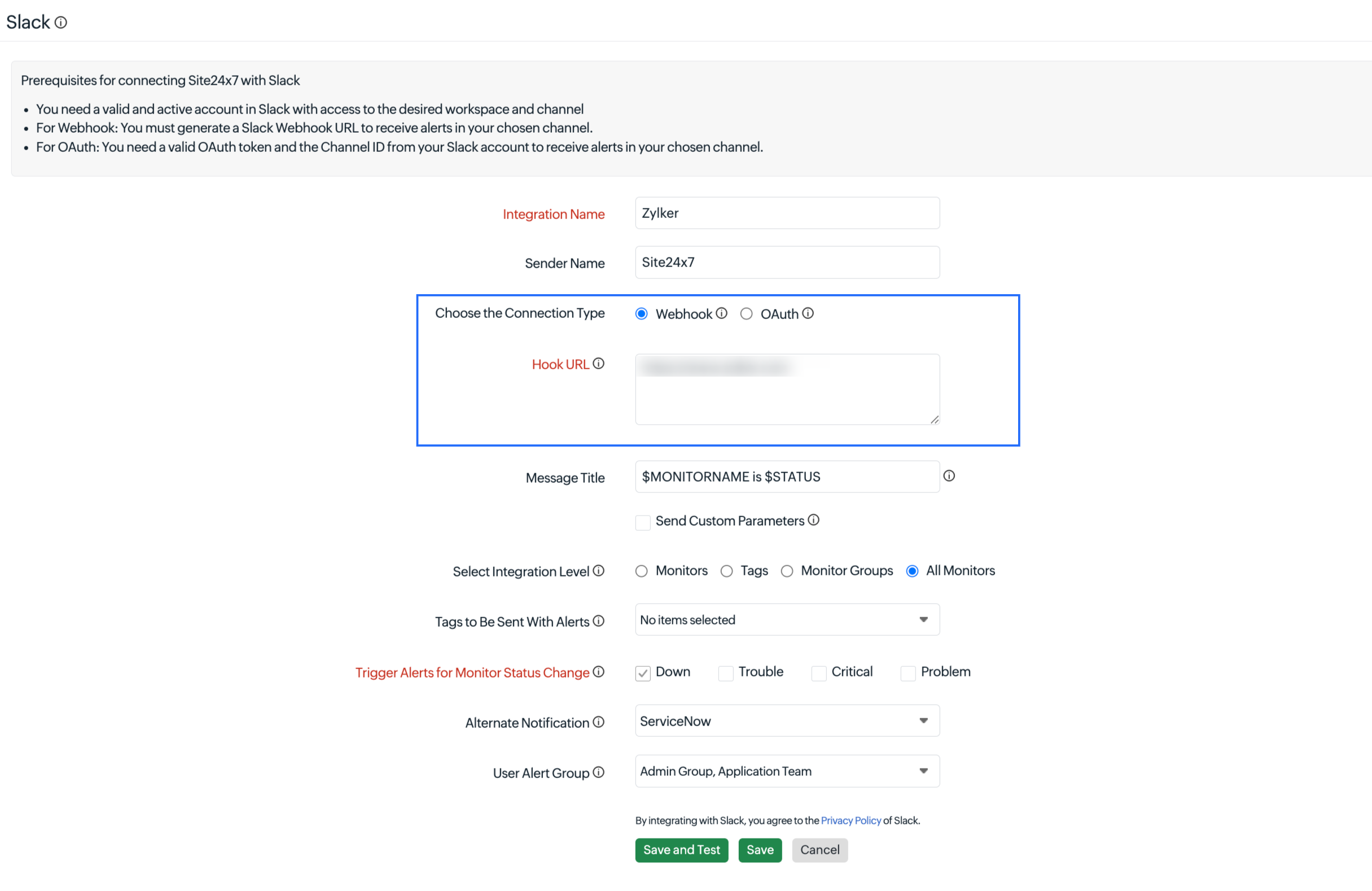 Slack Webhook Integration