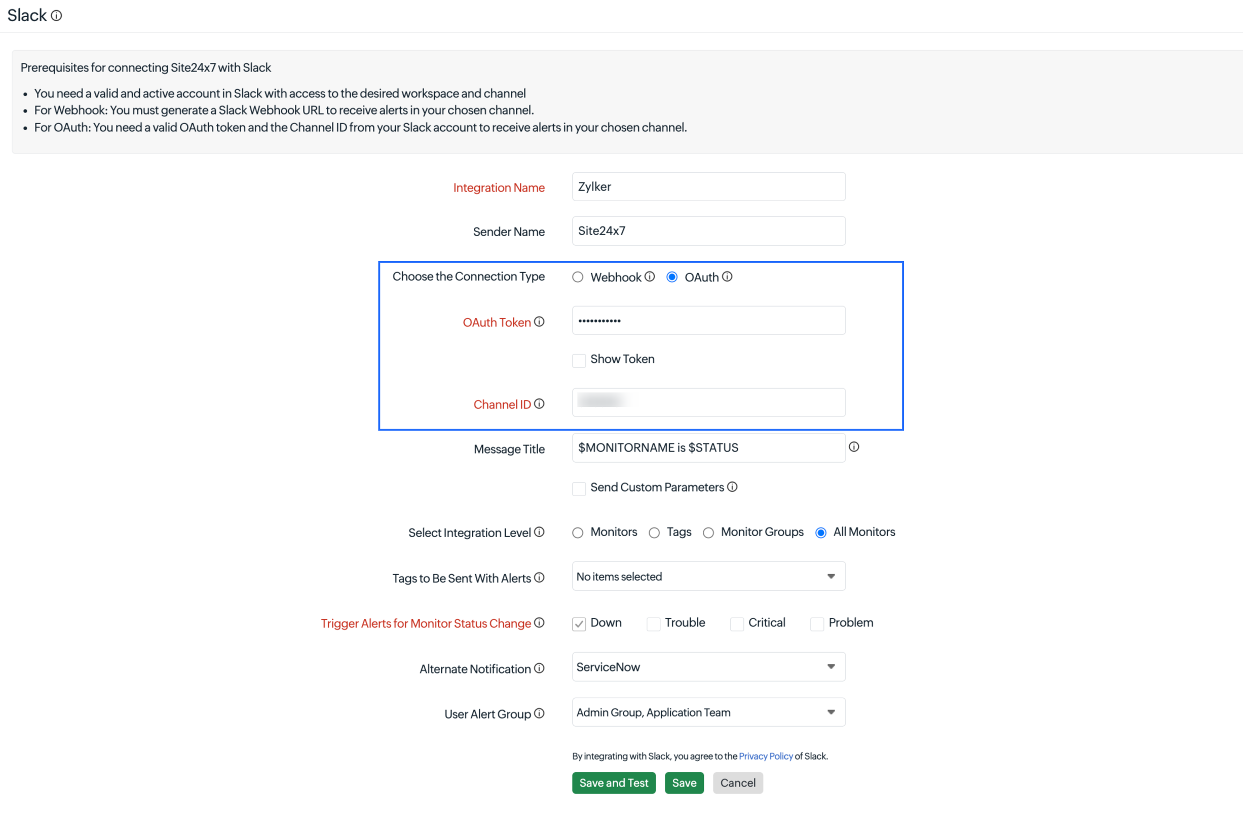 Slack Integration OAuth