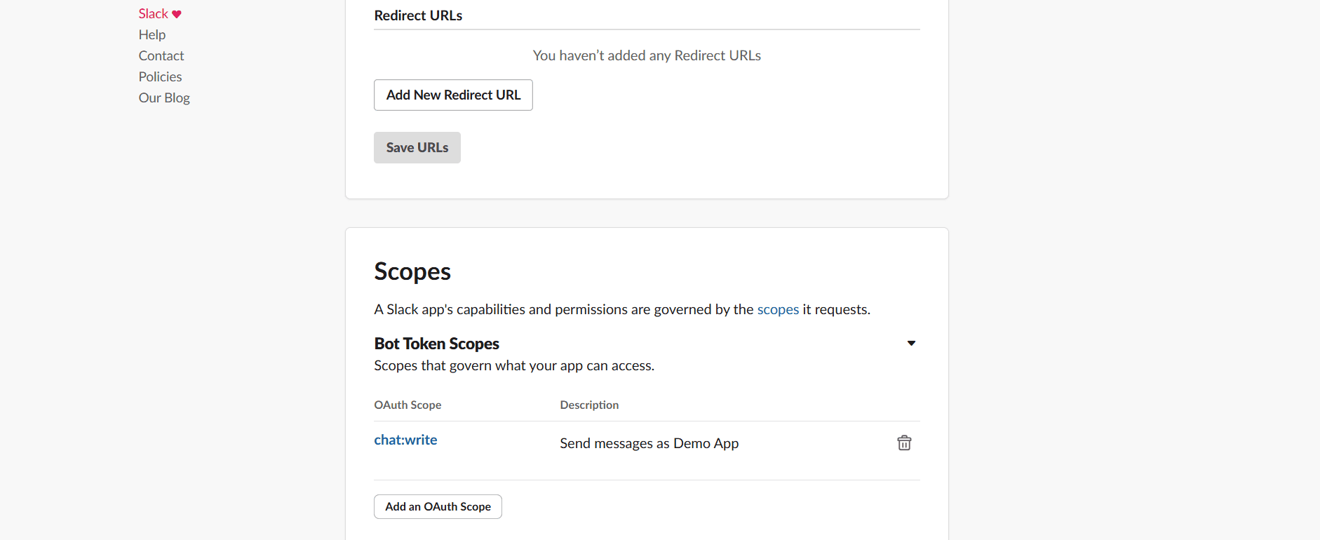 Slack Scopes