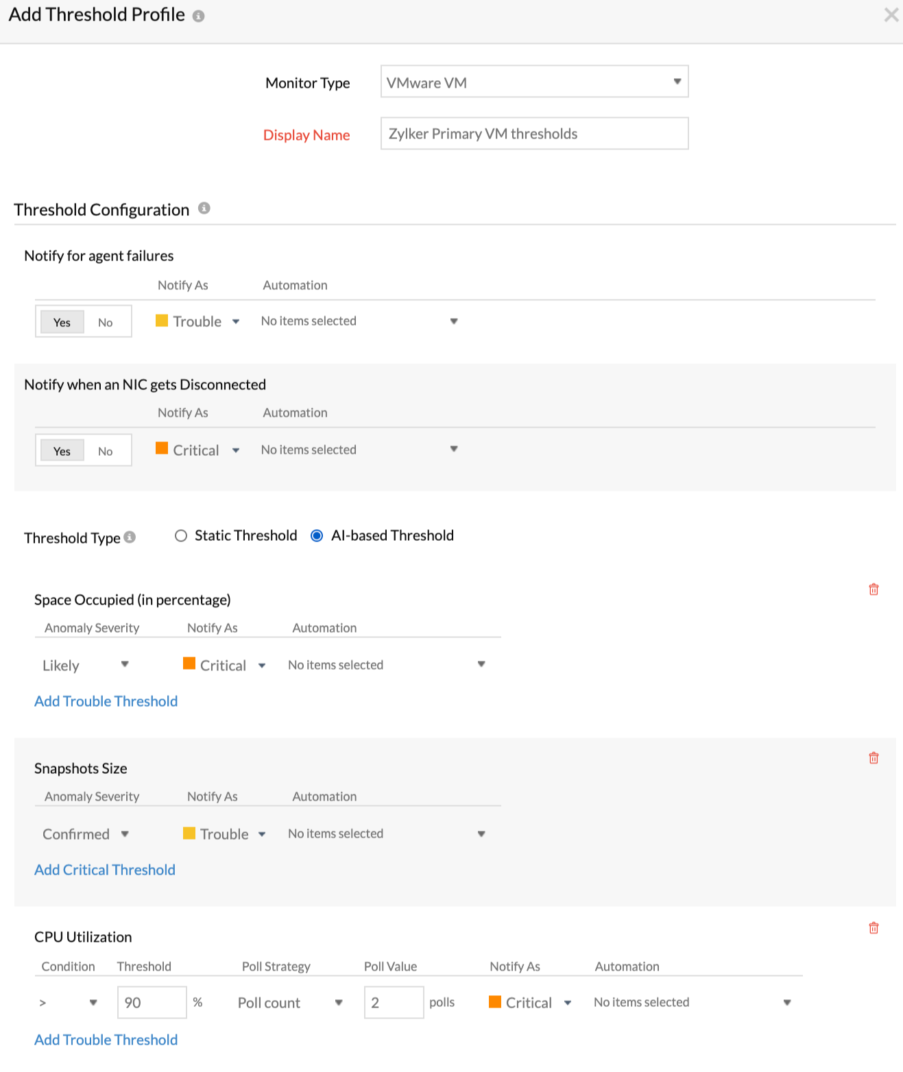 vmware-vm-ai-threhsold Configure threshold for VMware VM