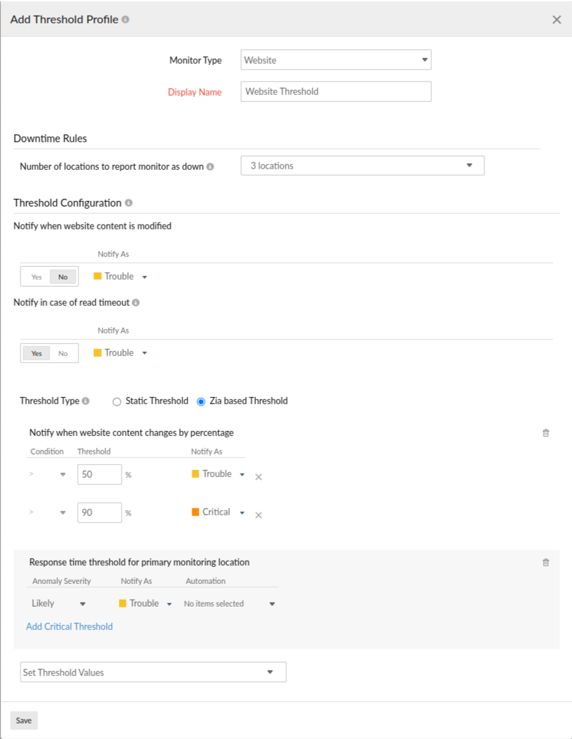 website-threshold-zia Configure website related settings for a website monitor