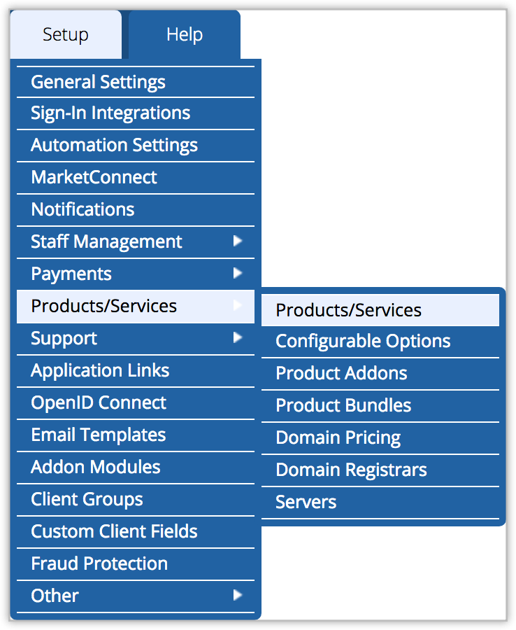 whmcs-prod-services Products/Services option on WHMCS