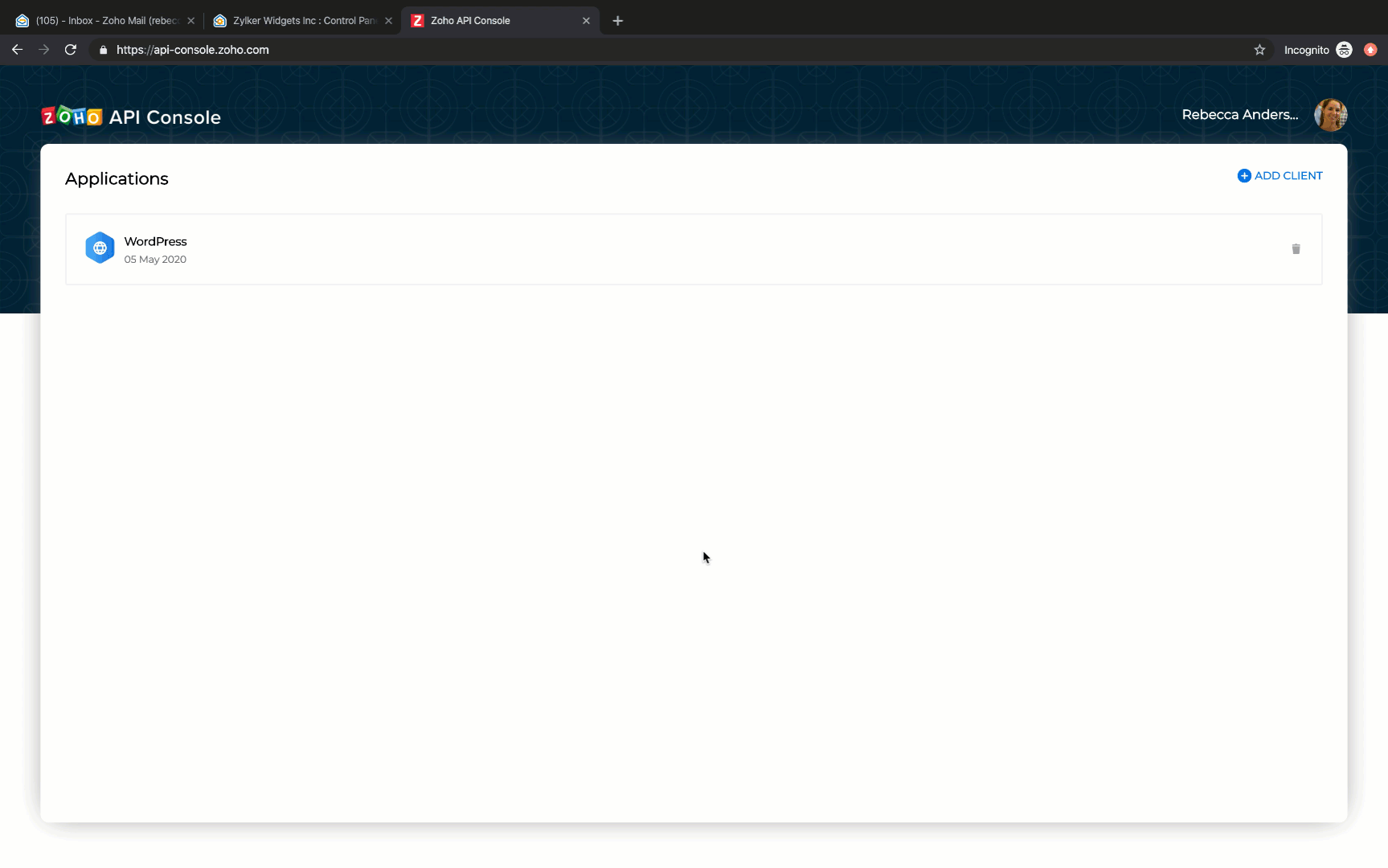 whmcs-zoho-console Adding client from Zoho developer console