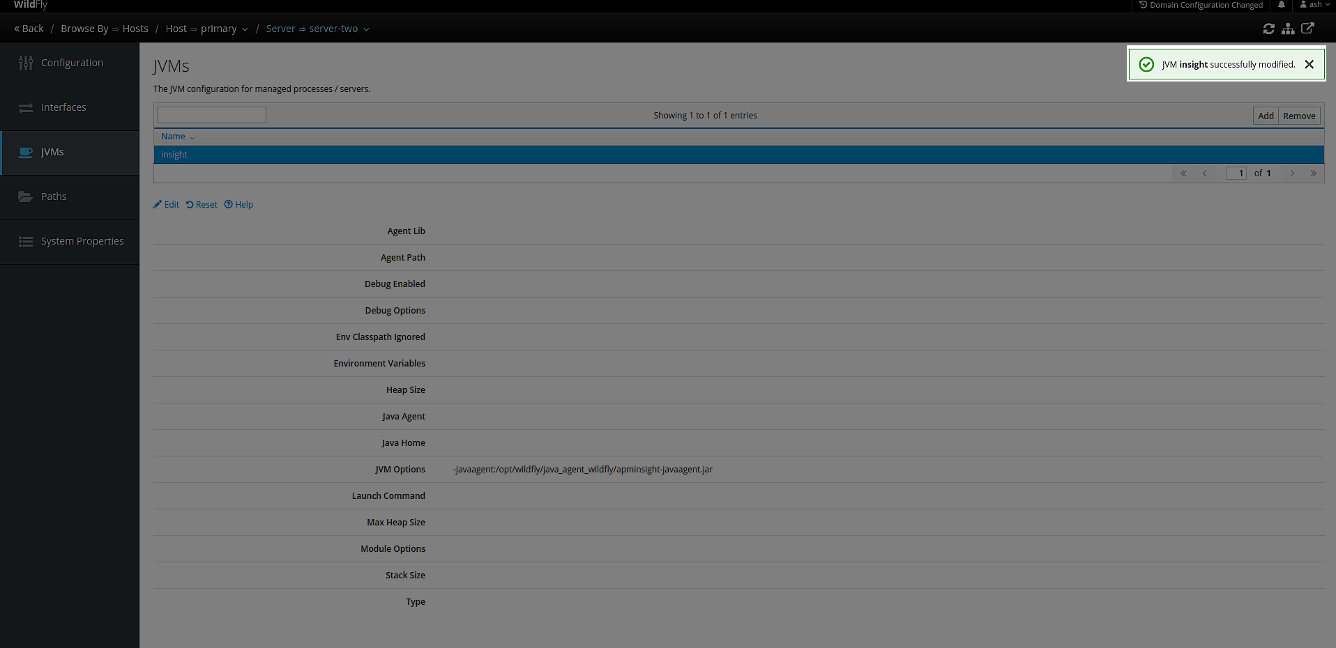 wildfly-7-b successfully modified