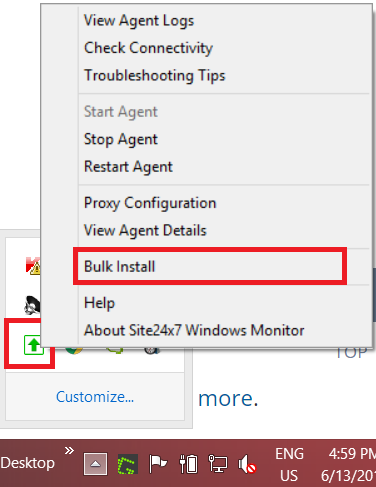 Bulk install via the agent installation wizard Bulk install via the agent installation wizard