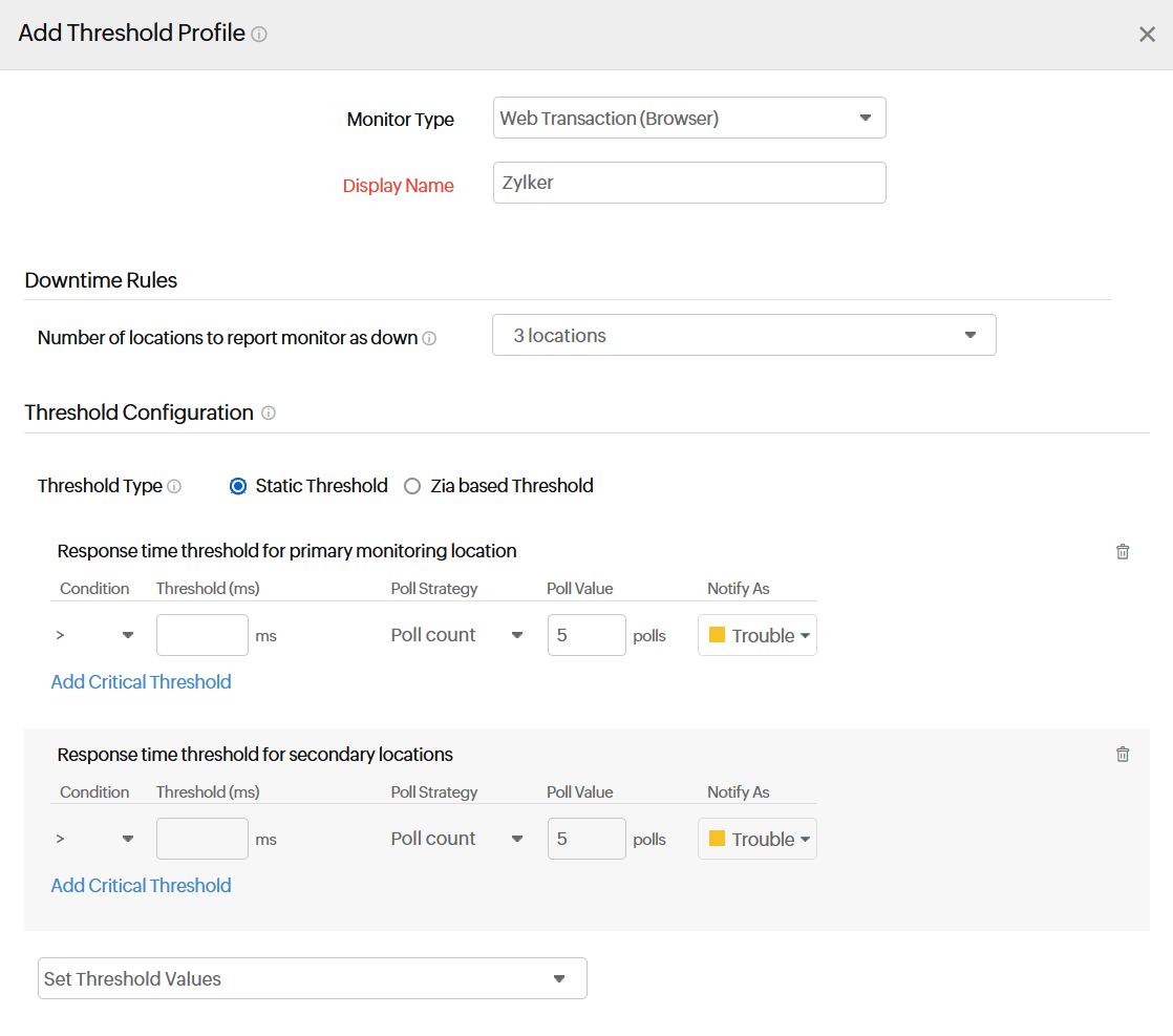 Zia-based threshold web transaction static Zia-based threshold web transaction static